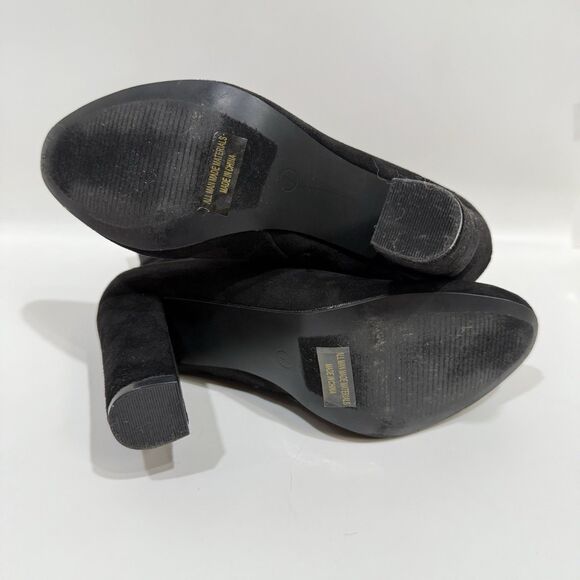 X2B Booties Woman 7 Lace Black Lace Up Block Heel Side Zipper Faux Suede - Picture 5 of 16